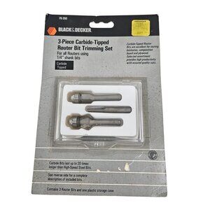 Black Decker 3 Piece Carbide Tipped Router Bit Trimming Set 76350 Storage Case N